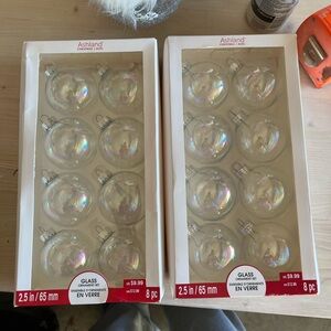 2 New Ashland Clear Glass Ornaments Set